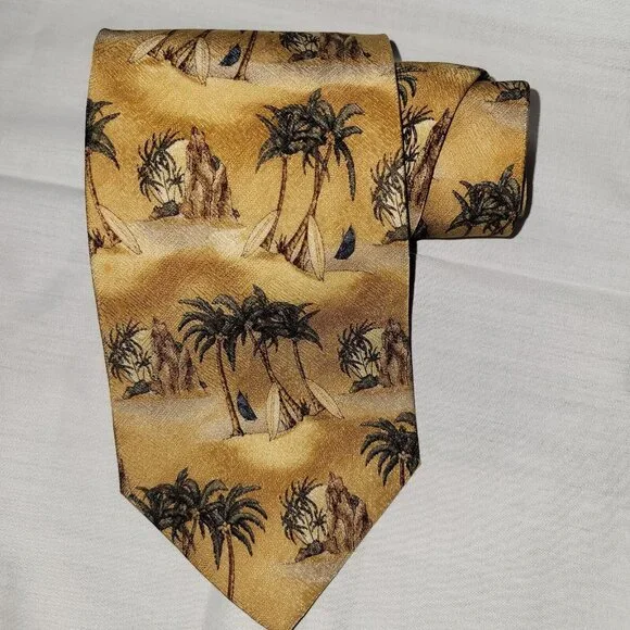 Tropicals by tango men’s necktie palm trees Surf Boards Tie Beach Vacation - Picture 1 of 6